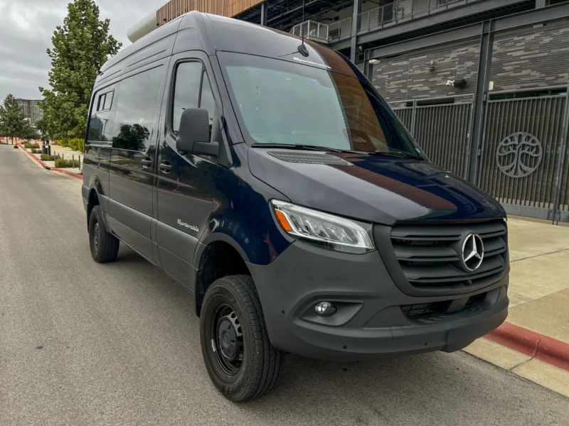 Mercedes Sprinter 2500 144 High Roof AWD Motorcycle Hauler and Front Sitting Area, exterior, driver-side front three-quarter