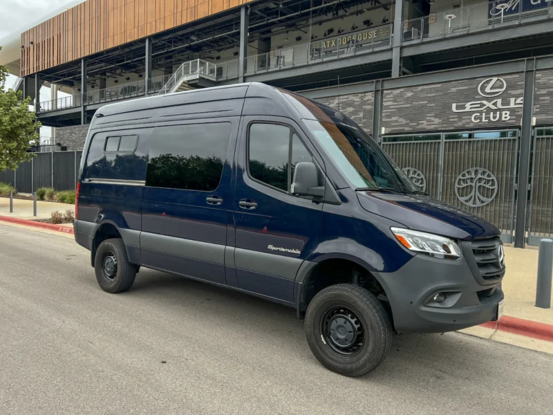 Mercedes Sprinter 2500 144 High Roof AWD Motorcycle Hauler and Front Sitting Area, exterior, passenger side