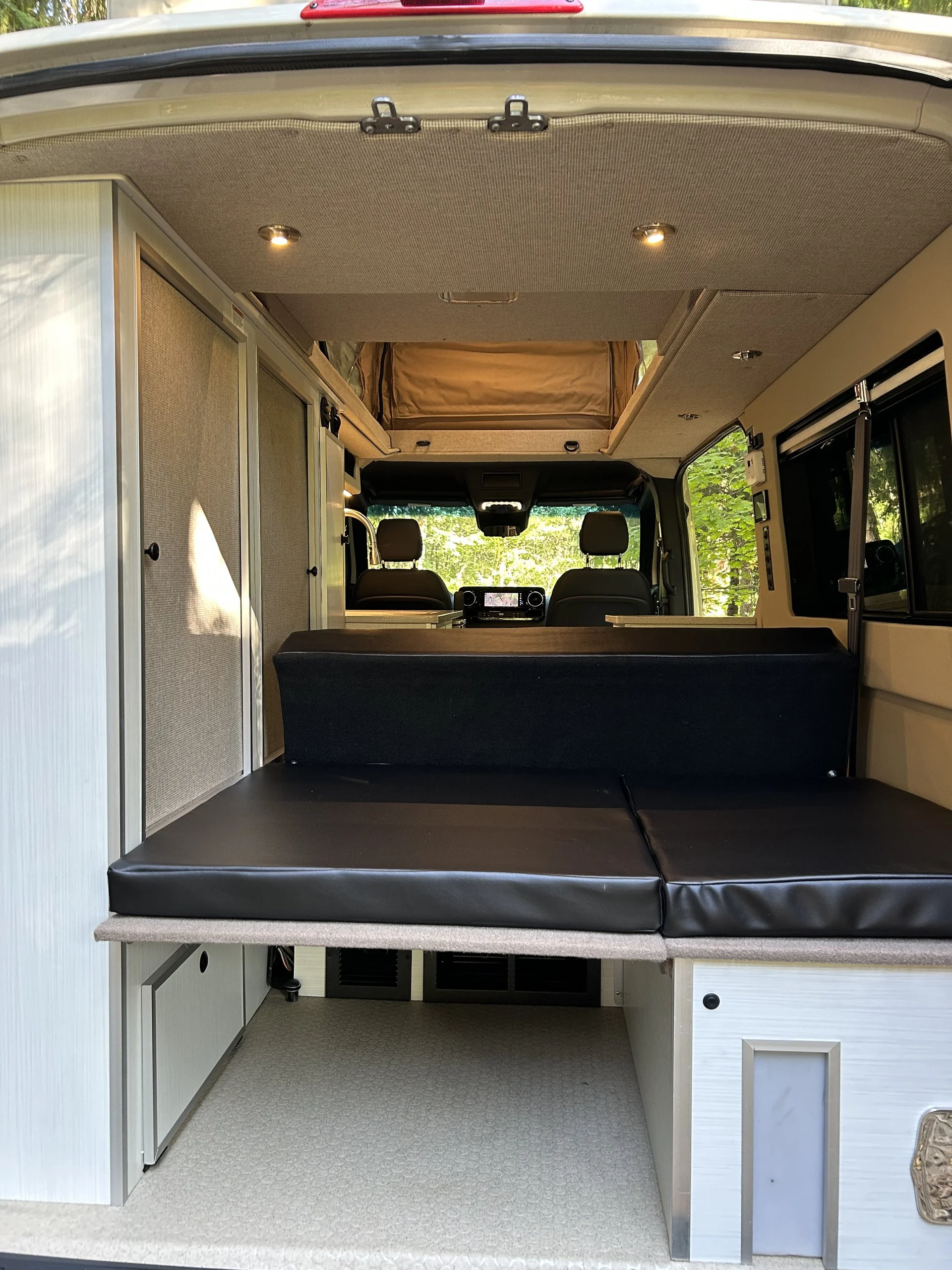 New 2022 Sprinter 2500 144 4x4 RB-150S, interior from rear, bed platform