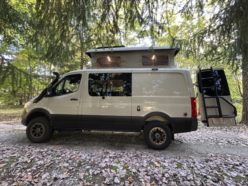 New 2022 Sprinter 2500 144 4x4 RB-150S, driver side, top up, rear door open with ladder