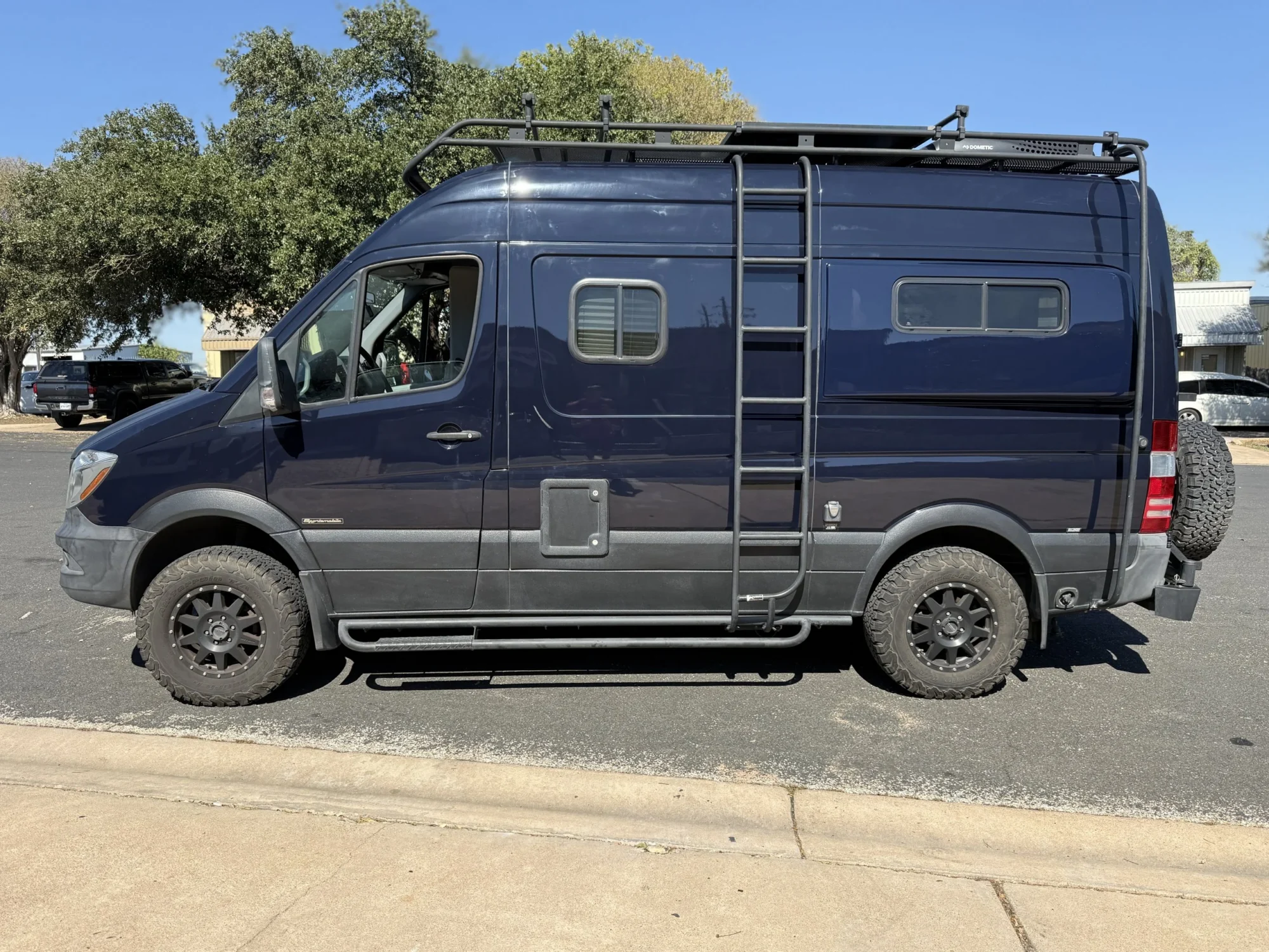 2018 Mercedes Sprinter 2500 144 High Roof 4x4, side profile with Aluminess side ladder