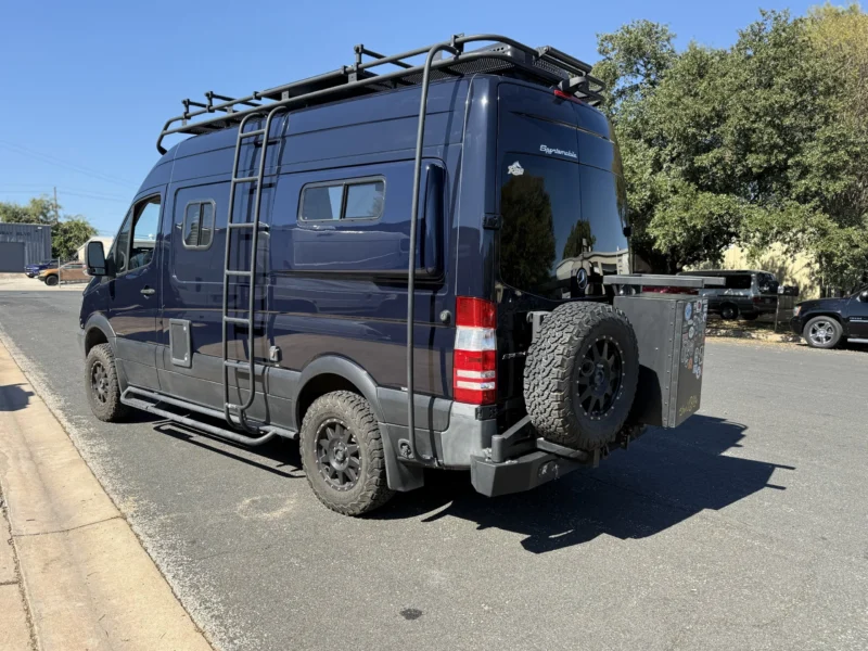 2018 Mercedes Sprinter 2500 144 High Roof 4x4, rear three-quarter with spare tire