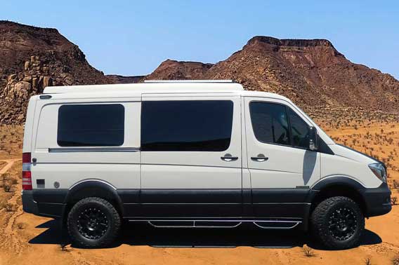 White Transit van conversion.