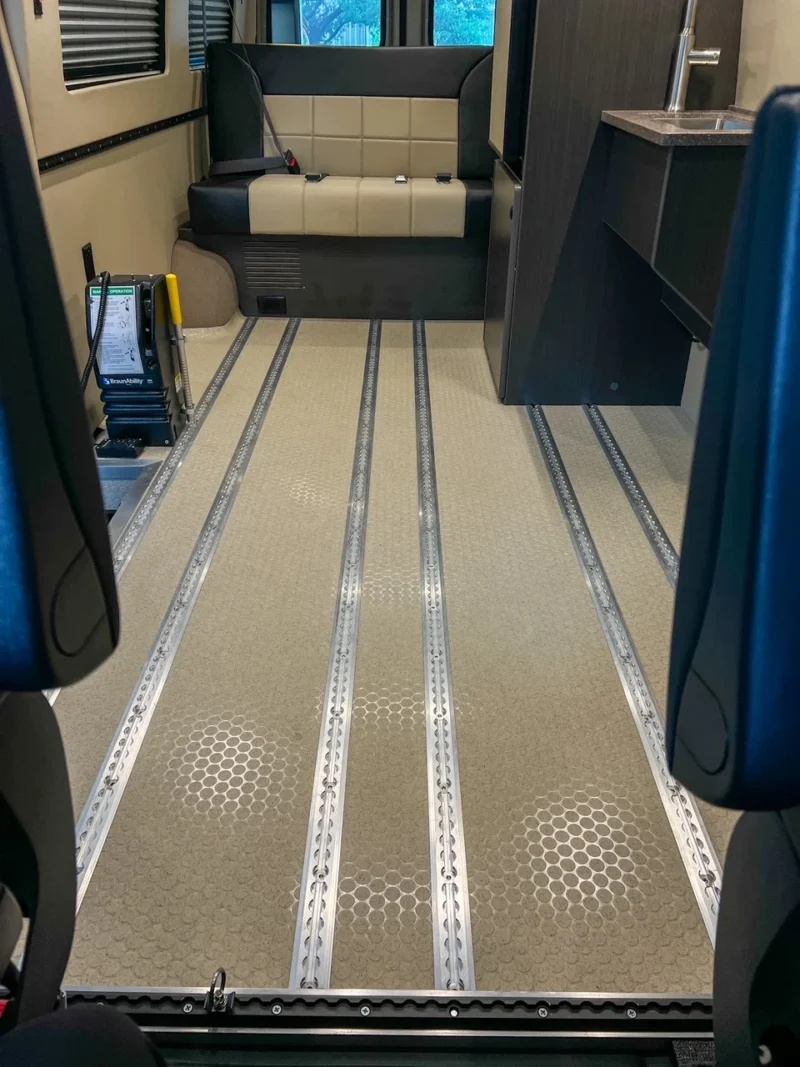 2026 Mercedes Sprinter 170 High Roof AWD Wheelchair Accessible, interior, track floor full length