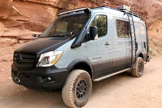 Custom 4x4 Sprinter off-roading.