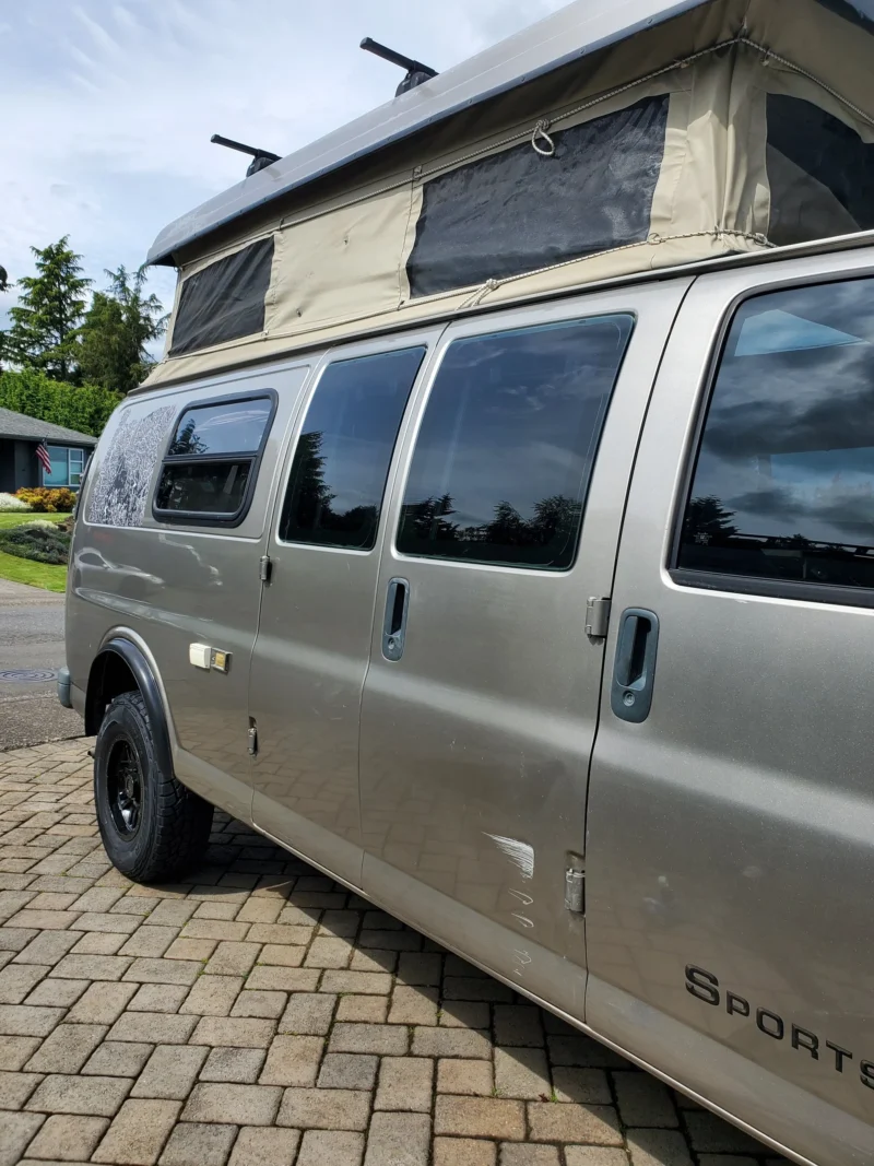 2001 Chevy Express 2500 EB50 Penthouse Top, side view, top up