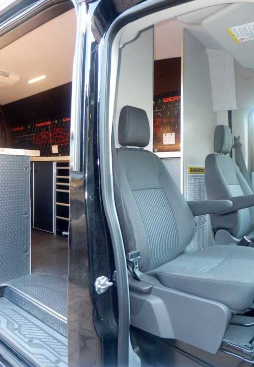 Sportsmobile's field service van with captain's seats.