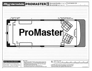 View of a Dodge ProMaster diagram for your Sportsmobile conversion.
