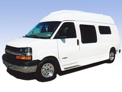 Side view of a Contempo Top for a  Chevy/GM EB custom van