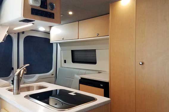 Camper conversion with upgraded options for traveling in comfort.