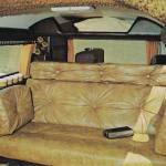 1970s Sportsmobile Clubcar conversion van interior featuring leather furniture.