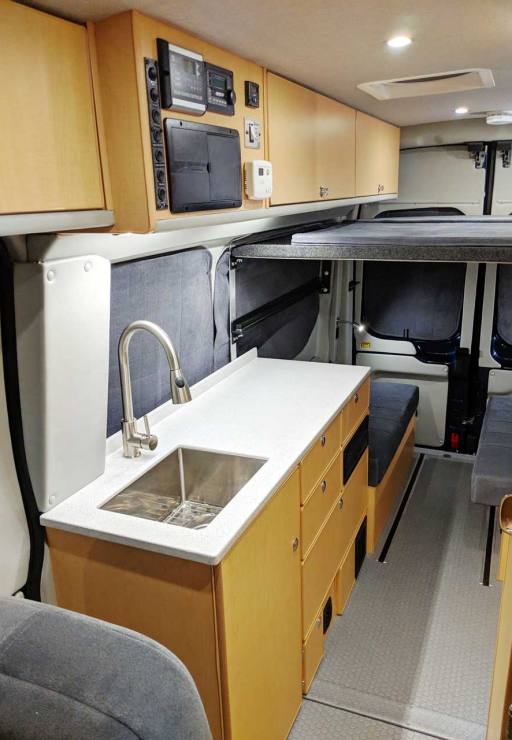 Arctic panels providing complete privacy inside of van .