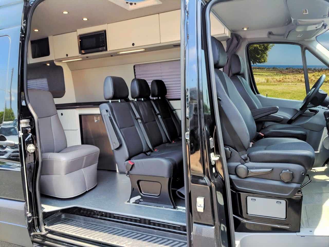 #69 Sprinter EB Multi-Purpose Adventure Van + Travel + Camping Sprinter Van Sofa Bed With Seat Belts