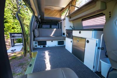 Sportsmobile 4×4 Van Conversion interior galley and living quarters.
