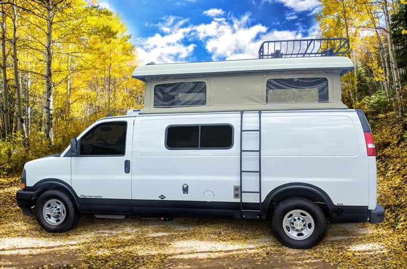 Chevy & Ford Camper Van Conversion Examples + Penthouse Tops