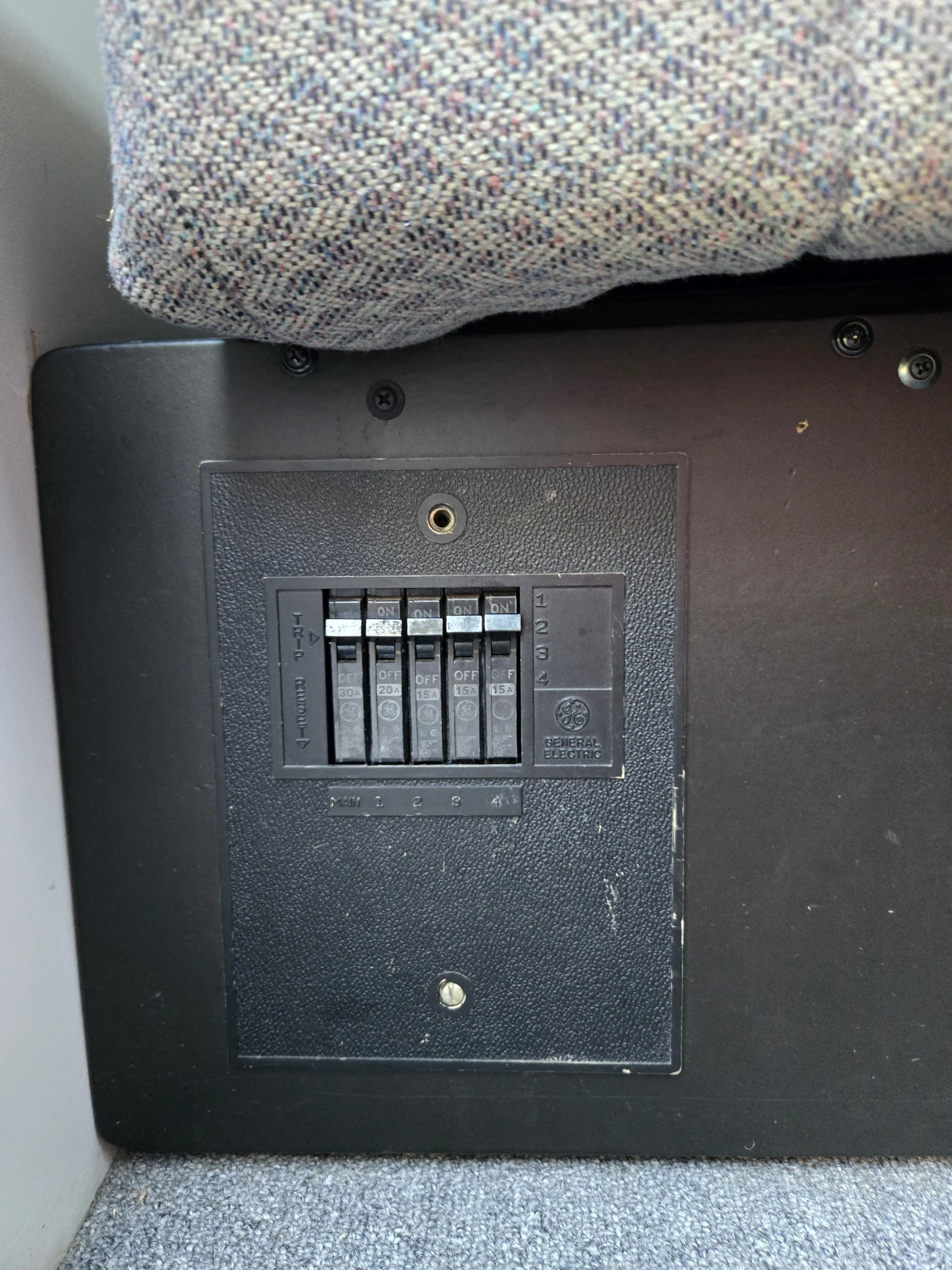 2001 Chevy Express 2500 EB50 Penthouse Top, control panel in the sofa base