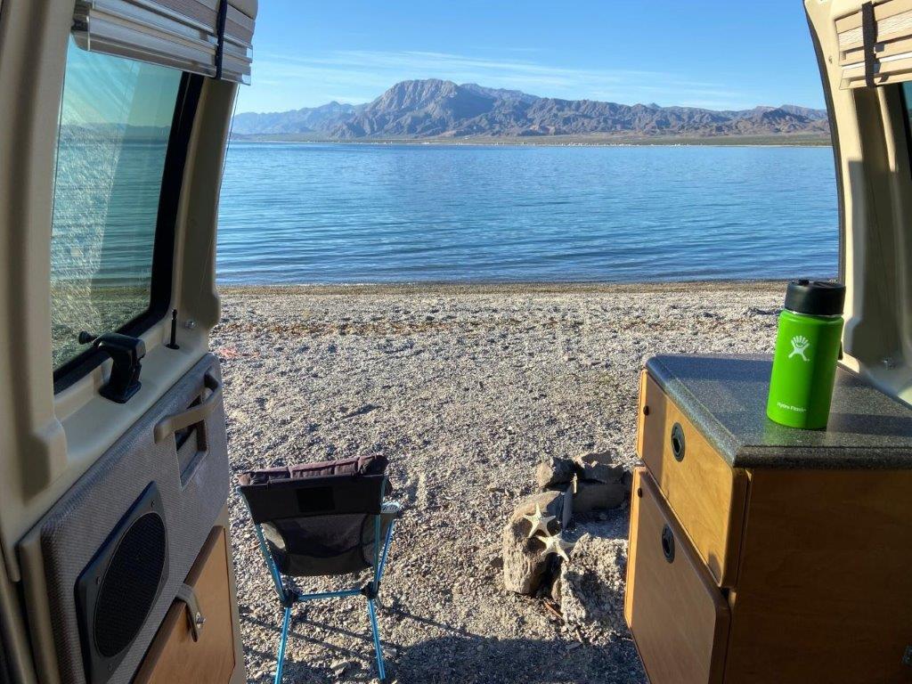 Sportsmobile rear door beautiful view