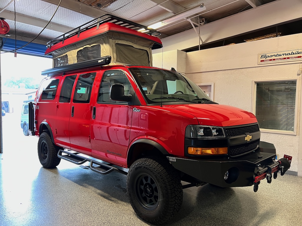 chevy express with sportsmobile penthouse top