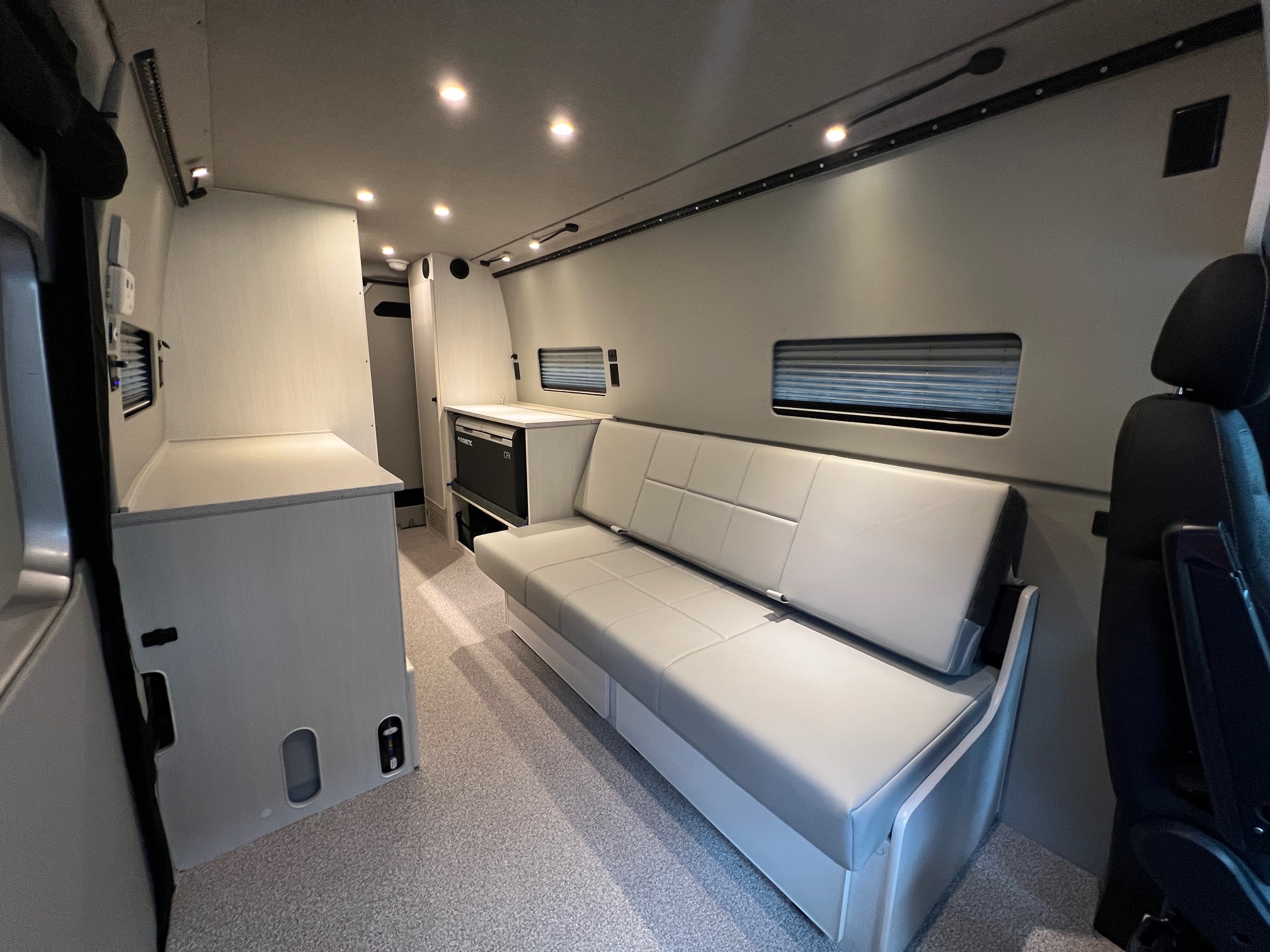 promaster interior, showcasing Sportsmobile conversion