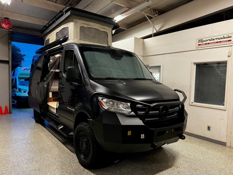 Sprinter Camper Van with Pethouse Top, Sofa, and Platform Bed