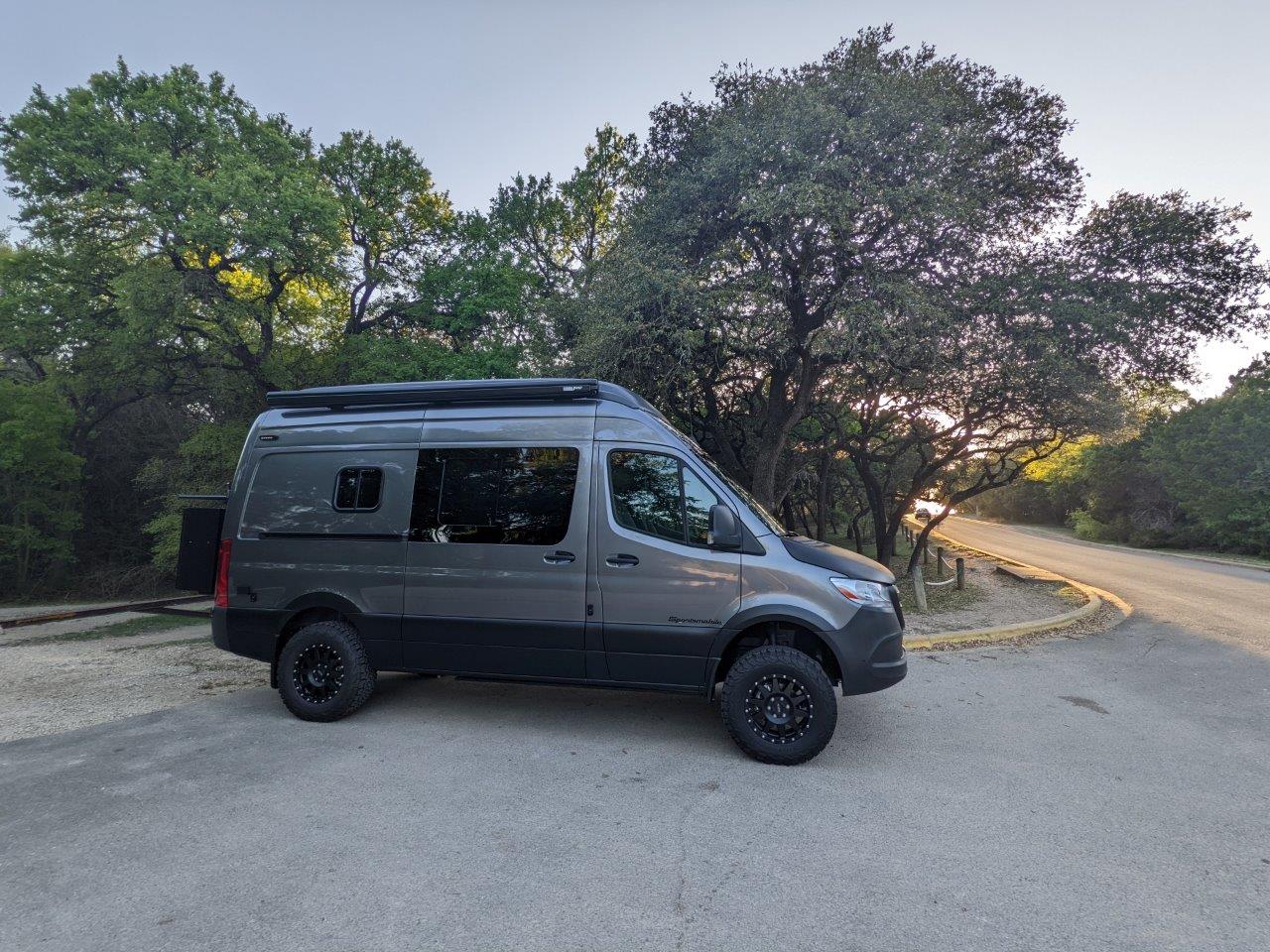 Mercedes Sprinter 144 High Roof SCA top down camper van passenger side