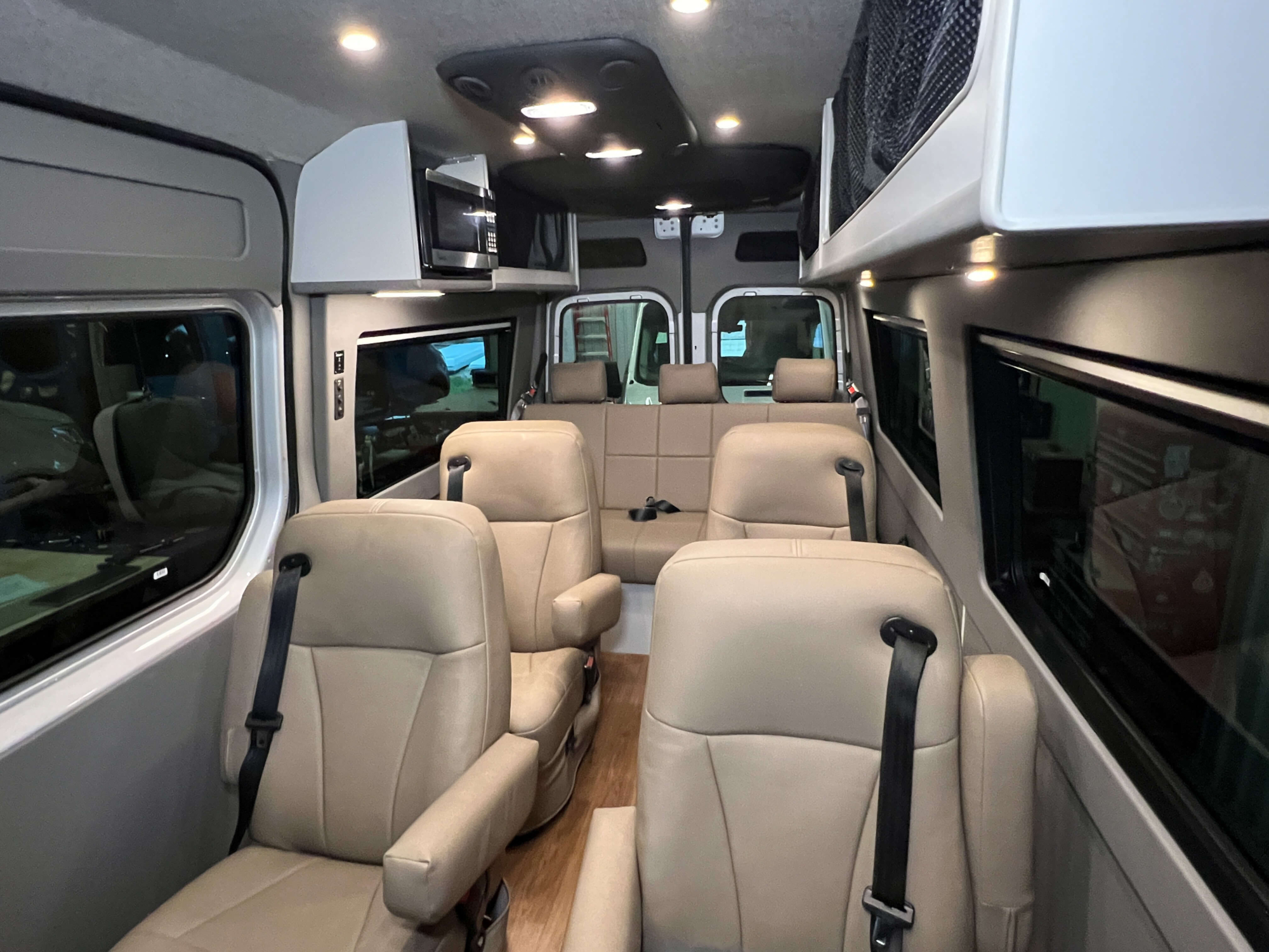 Spacious interior of Mercedes Sprinter van for long-distance travel