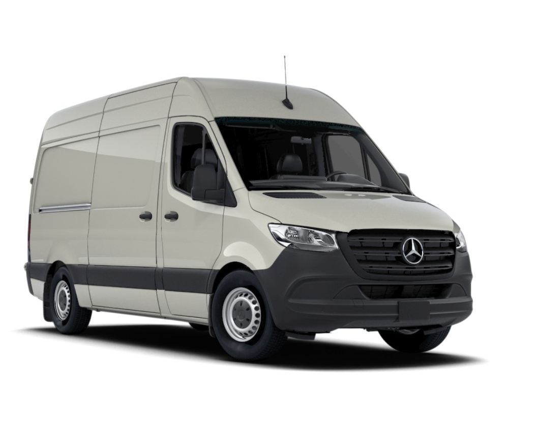 Beige 2023 Mercedes Sprinter.