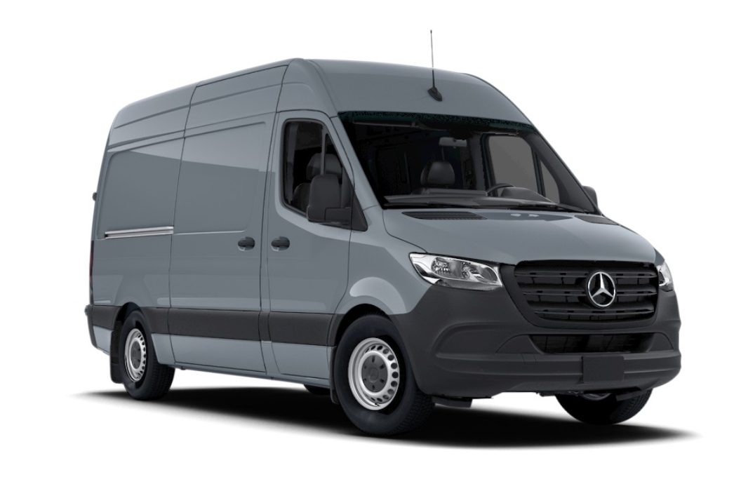 Grey 2024 Mercedes Sprinter High Roof AWD.