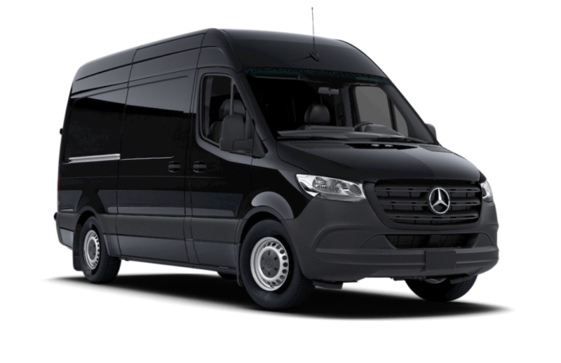 Black 2023 Mercedes Sprinter.