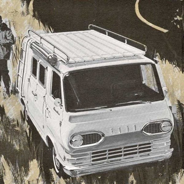 Drawing of a white van.