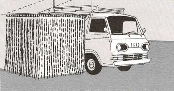 Drawing of a white van.