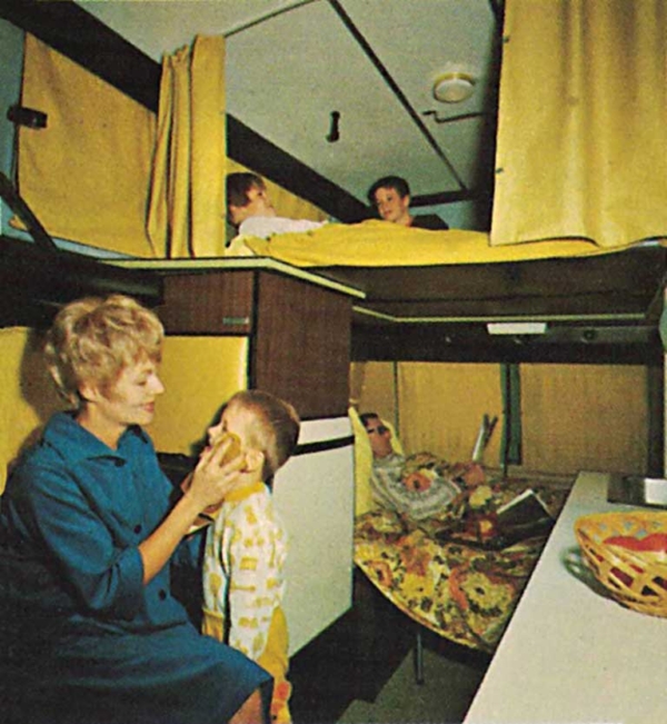 A family of five preparing to sleep in their van.