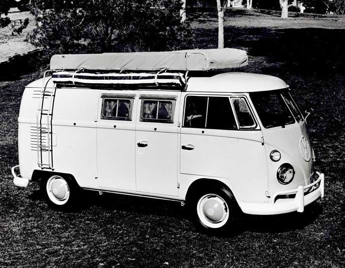 Old picture of a VW van converted by Sportsmobile.